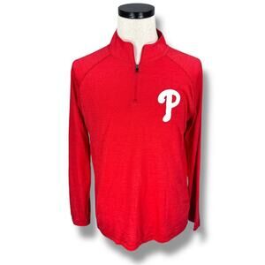 Majestic Philadelphia Phillies Baseball Jacket Men’s Large Red 1/4 Zip Pullover
